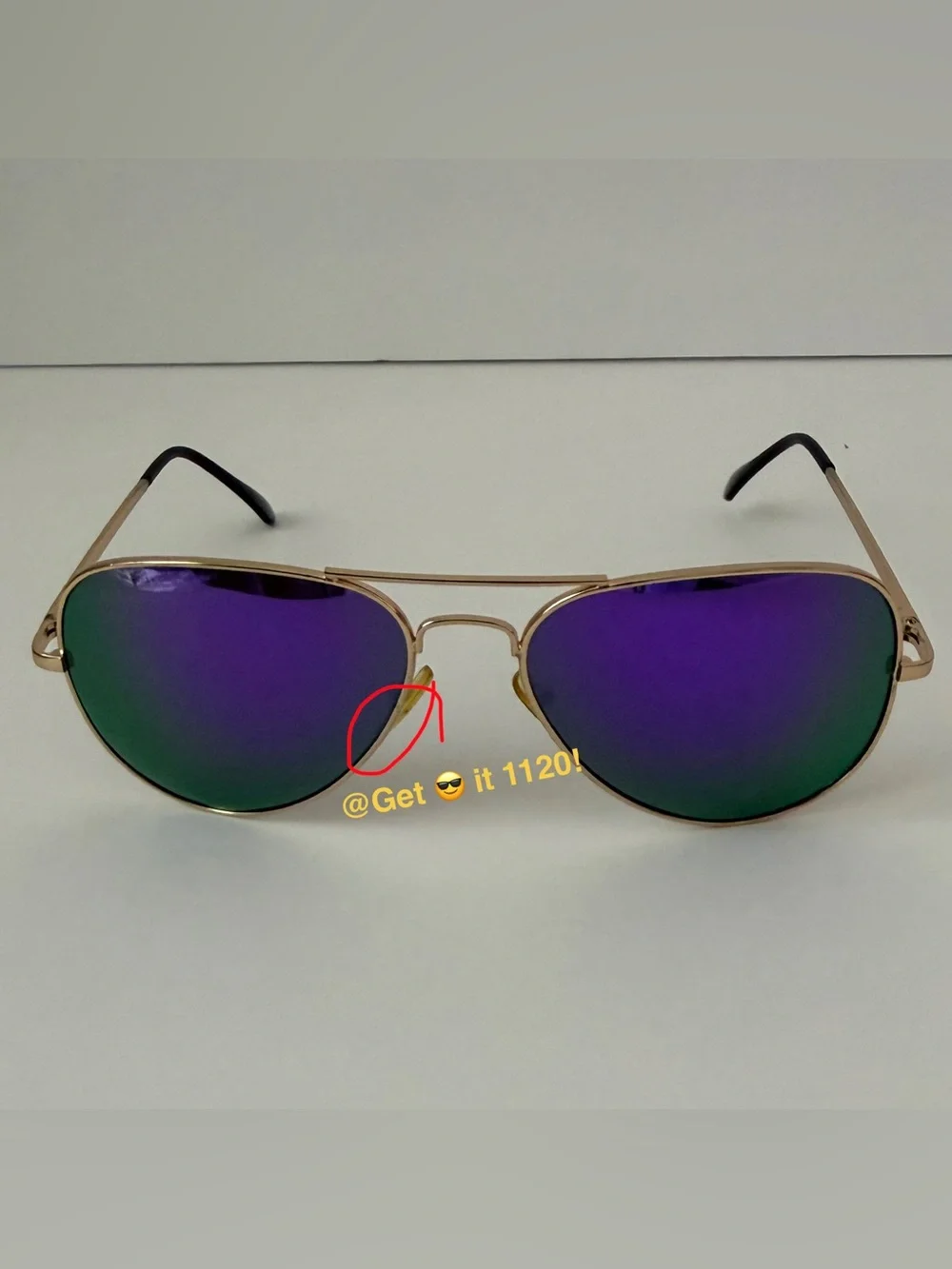 Tinted Aviator Sunglasses Purple Gold Lenses Ron Jon